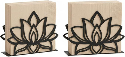 2Pack Lotus Napkin Holder for Table, Modern Metal Black Napkin Holders for by Ricomboo