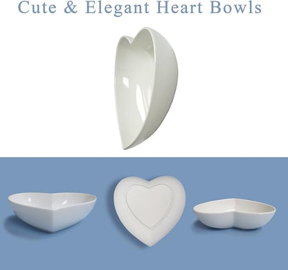 2pcs/Set Porcelain Heart Shaped Deep Salad Plates, 7 inch Cute Heart Bowls - Image 4