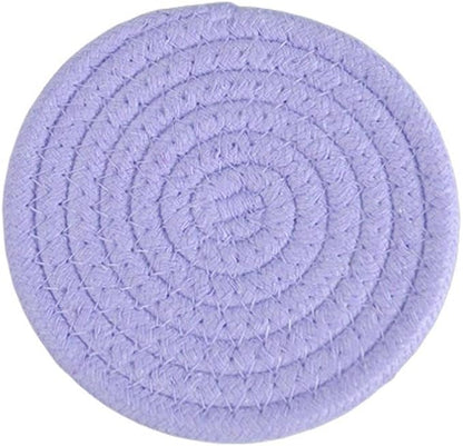 ABenkle 8 Pcs Drink Coasters with Holder, Cotton Woven Absorbent Coasters for Drinks, Minimalist Home Decor Coaster Set for Wooden Tabletop Protection Table, 4.3 inches
