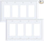 2-Pack Quad Decorator Wall Cover Plate, Pure White Decorative Switch Plates and Outlet Covers, Natural Bamboo Fiber 4 Gang Wall Plate for Electrical Outlets, Receptacle, GFCI Outlet, Dimmer Switch