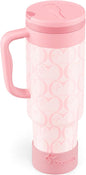 40 oz Insulated Tumbler with Handle and Push-Button Straw Lid, Stainless Steel by Coquella