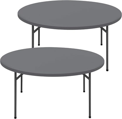 Round Spandex Tablecloth 2 Pack, Elastic Fitted Waterproof Tablecloths for 31"-35" Tables, Stretch Washable Picnic Table Cover for Camping, Dining, Indoor and Outdoor, Grey