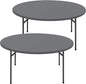 Round Spandex Tablecloth 2 Pack, Elastic Fitted Waterproof Tablecloths for 31"-35" Tables, Stretch Washable Picnic Table Cover for Camping, Dining, Indoor and Outdoor, Grey