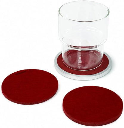 Red Metal Coaster Set, 3 Absorbent Felt Pads, Non-Slip by Unknown