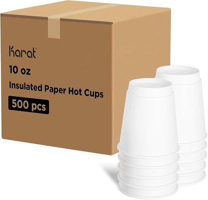 Karat 10 oz Double-Wall Insulated Coffee Cup White Paper Hot Cup by Karat