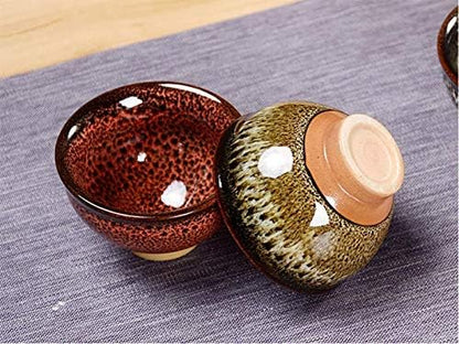 6pc Ceramic Kung Fu Tea Set, Japanese Tea Cup, Sake Cup, 2.1oz Capacity - Image 3