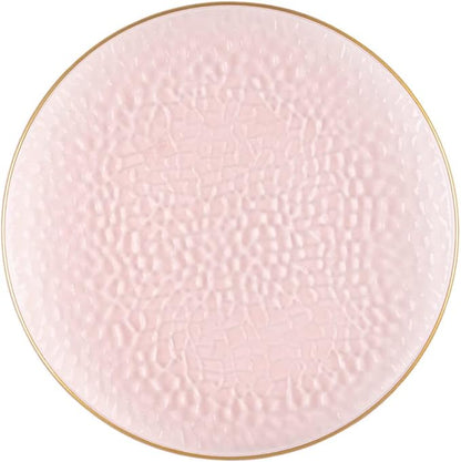 PARTY BARGAINS 13-Inch Charger Plates - 48 Pack, Hammered Pink Gold Rim, Heavy-Duty Disposable Chargers for Elegant Dining - Ideal for Weddings and Formal Events