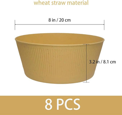 WANBY Large Cereal Bowls Wheat Straw Fiber Salad Bowls Lightweight Unbreakable Dinner Bowls Set Dishwasher & Microwave Safe (8 Pack 54Oz)
