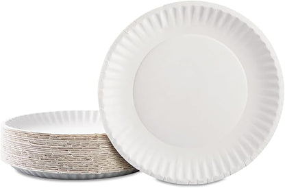 Bluetable 9 Inch Paper Plates Bulk – 500 Count - Uncoated White 9” Dinner Plate Pizza Plate Decorative Craft Paper Plates Disposable Plates [500 Pack/Case]