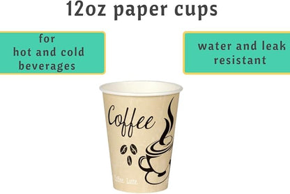 Disposable Coffee Cups, To Go Paper Hot Cups, Classic Design - Image 3