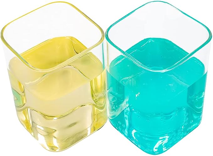 Square Glass Cups 2-Pack, Creative Clear Square Juice Glass Tea Cup Milk Cup by KookiaHome