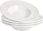 Porcelain Soup Bowls soup Plate Pasta Bowl Set of 4 Shallow Bowl Plates, 14 oz Rimmed Bowls with Rim, Microwave ovens and refrigerators safe, Line texture 11.9 Inch