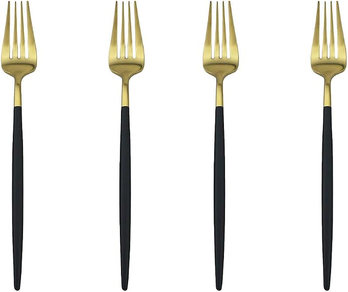 Black Gold Flatware, Royal 4 Piece Matte Black Handle 18/10 Stainless Steel - Image 6