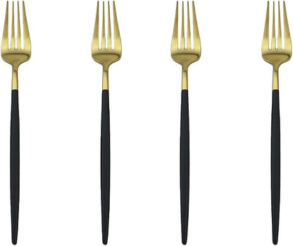 Black Gold Flatware, Royal 4 Piece Matte Black Handle 18/10 Stainless Steel - Image 6