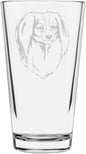 Phalene Custom Personalized Dog Themed Etched All Purpose 16oz Pint Glass
