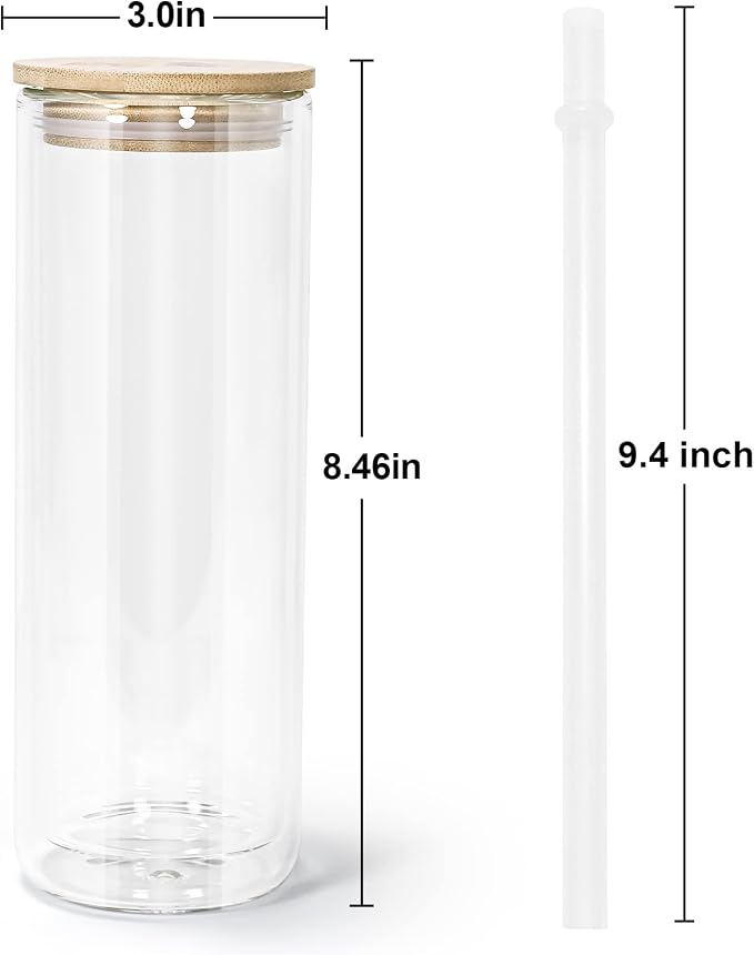 AGH 25OZ Snow Globe Glass Tumbler, 4 Pack Sublimation Glass - Image 2