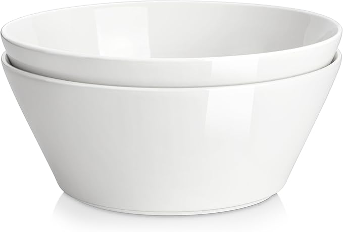 MALACASA 105 OZ Large Serving Bowls Ceramic Salad Soup Bowls Set of 2 | Deep by MALACASA