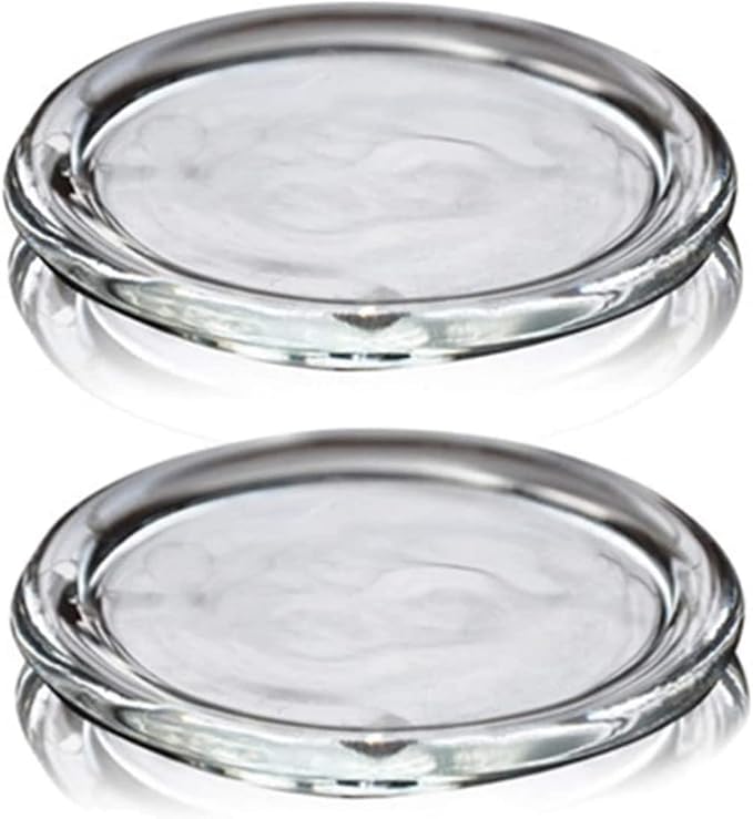 4 Pack Glass Candle Holder 3" Clear Beautiful Transparent Round Candle Plate… - Image 2