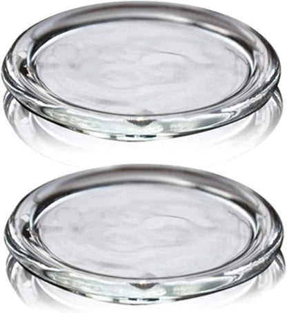 4 Pack Glass Candle Holder 3" Clear Beautiful Transparent Round Candle Plate… - Image 2