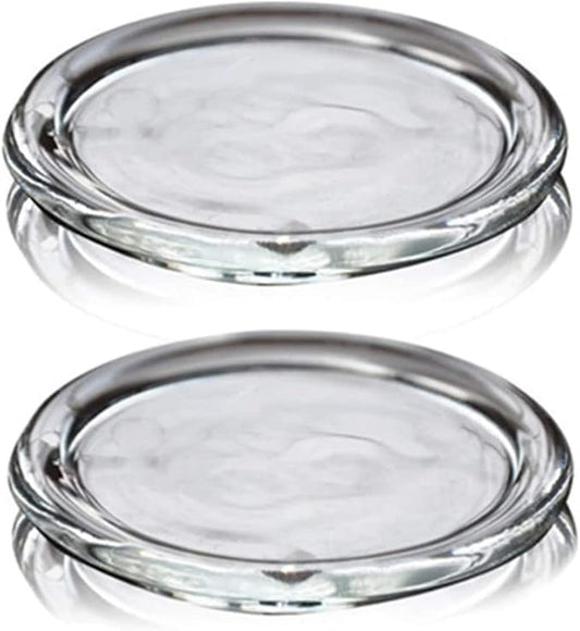 2 Pack Glass Candle Holder 4" Clear Beautiful Transparent Round Candle Plate… by Cumuiu