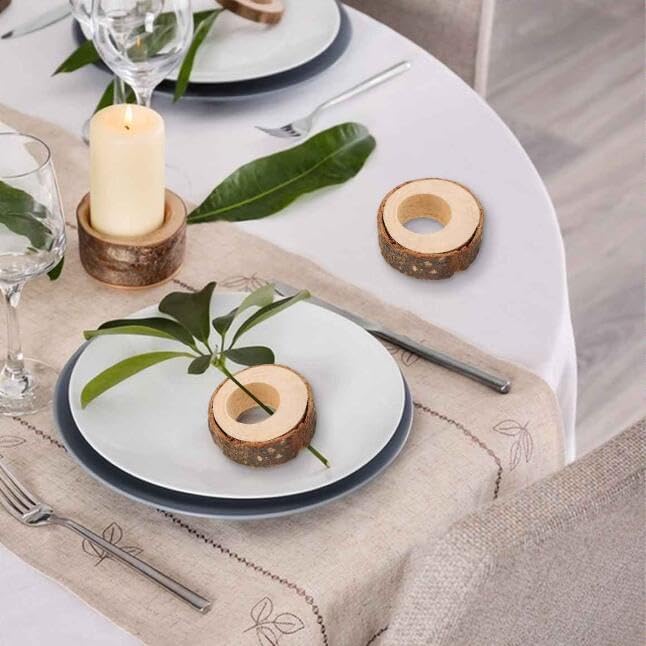 20PCS Rustic Wooden Napkin Rings, Handmade Creative Napkin Round Holder - Image 6