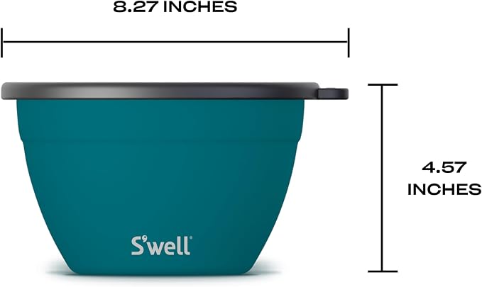 S'well Stainless Steel Salad Bowl Kit 64oz, Peacock Blue, Comes - Image 4