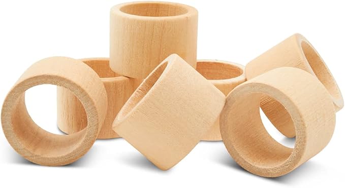 Classic Unfinished Wooden Napkin Rings Set of 12, 1-1/2 inch Wood Napkin Rings by Woodpeckers