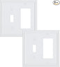 2-Pack Combo Toggle/Decorator Light Switch Cover Plate, Pure White Decorative Electrical Outlet Covers, Durable Solid Zinc Alloy Wall Switch Plates and Outlet Covers