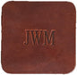 Ox & Pine Personalized Leather Coaster - Sold Individually or in Sets of 4 - Customize Inscription - 100% Full-Grain Leather – 4" Round or 4" Square (Square, Sienna, 1 Individual Coaster)