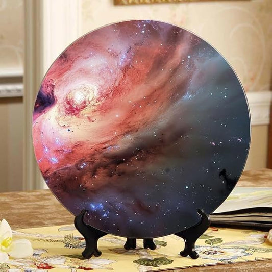 Decorative Ceramic Plates 10'' with Display Stand Fantasy Swirling Galaxy Perfect for Home and Office Wall Hanging DP-778593977