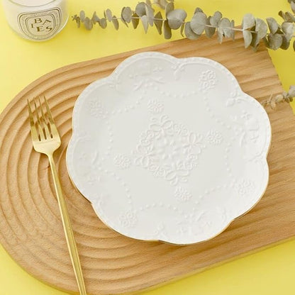 Ceramic Plate, Round Embossed Lace Plate - Image 8