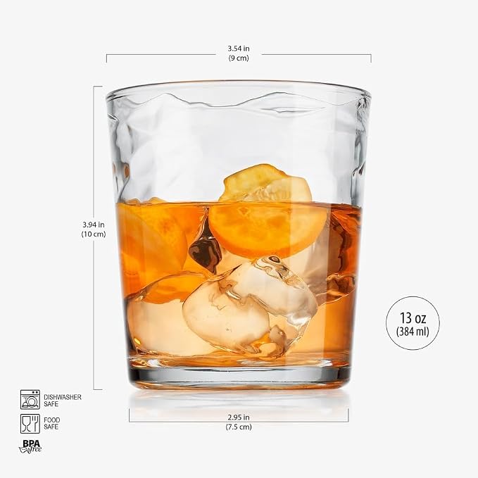 Glaver's Whiskey Glasses Set of 6. Hammered Cocktail Glasses, 13oz. Bar - Image 7