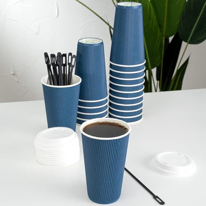 Restaurantware 16 Ounce Ripple Wall Disposable Coffee Cups, 500 Insulated - Image 10