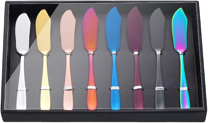 Buyer Star Butter Knives, 18/10 Stainless Steel 6.10 Inch Multicoloured Cheese by BuyerStar