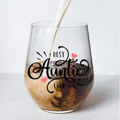 Perfectin Soy Aunt Gift: Auntie Wine Glass, 15 Oz, Mother's Day, Baby - Image 4