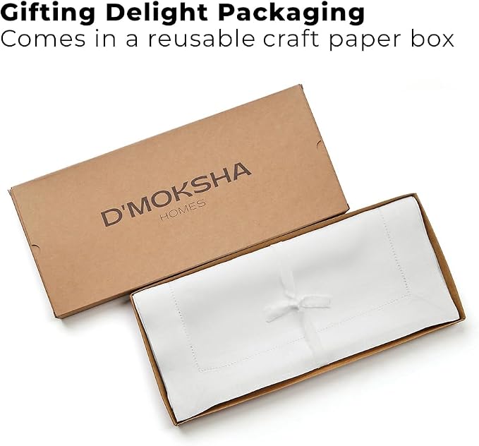 Signature Linen™ by D'Moksha White Table Runner 48 Inches, 100% Pure Linen - Image 5