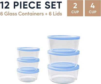 12-Piece Glass Food Storage Containers Set | 2-Cup & 4-Cup, Leakproof | - Image 2
