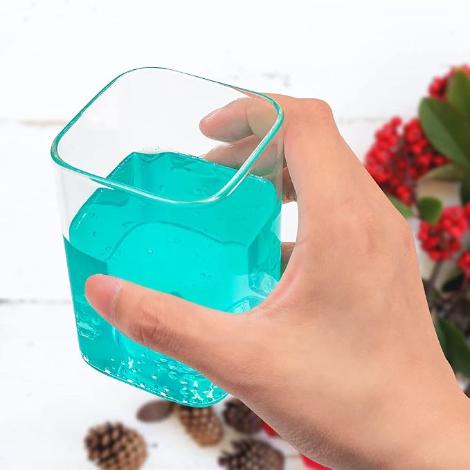 Square Glass Cups 2-Pack, Creative Clear Square Juice Glass Tea Cup Milk Cup - Image 3