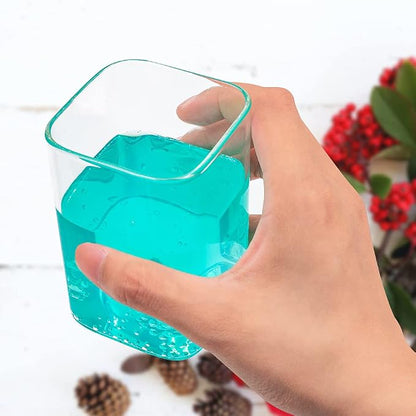 Square Glass Cups 2-Pack, Creative Clear Square Juice Glass Tea Cup Milk Cup - Image 3
