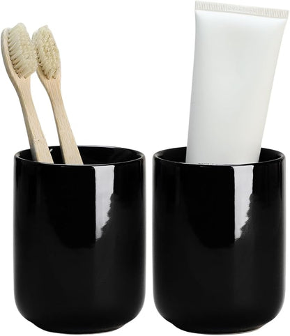 Gaolinci 2 Pcs Simple Solid Color Ceramic Mouthwash Cups, Bathroom Brushing Cup by Gaolinci
