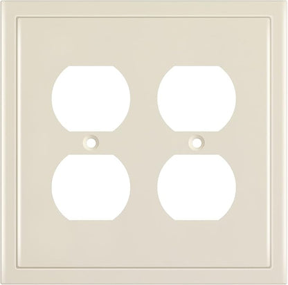 Henne Bery Modern Edge Decorative Wall Plate Switch Plate Outlet Cover, Durable Solid Zinc Alloy (Double Duplex, Light Almond)