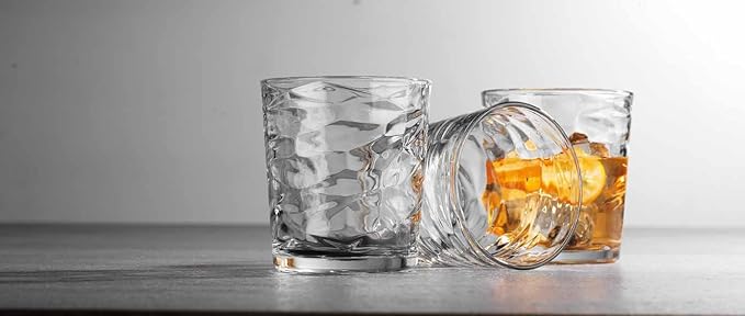 Glaver's Whiskey Glasses Set of 6. Hammered Cocktail Glasses, 13oz. Bar - Image 3