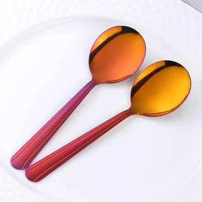 Bouillon Spoons Set of 12, 5.9 Inch Stainless Steel Soup Spoon, Metal Round - Image 6