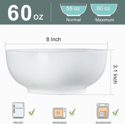 60 oz Large Pho Soup Bowls, Large Ramen Bowls, Off-White Big Ceramic Bowls Set - Image 2