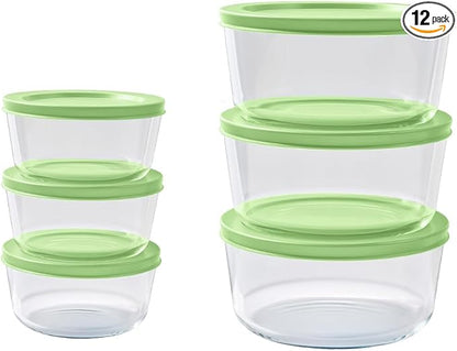 12-Piece Glass Food Storage Containers Set | 2-Cup & 4-Cup, Leakproof | by DuraLiving