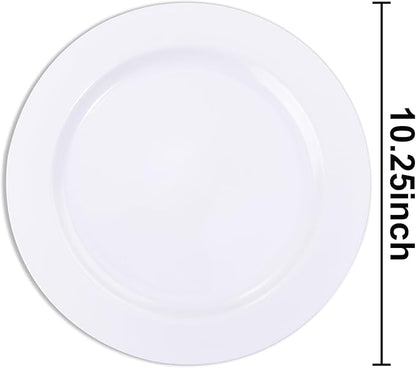 bUCLA 30PCS White Plastic Dinner Plates Disposable - Premium 10.25inch White Weddings and Party Dinner Plates