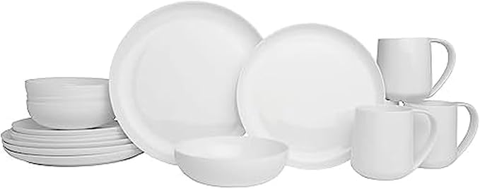 Everyday White by Fitz and Floyd Nevaeh Coupe 16 Piece Dinnerware Set, Service by EverydayWhite