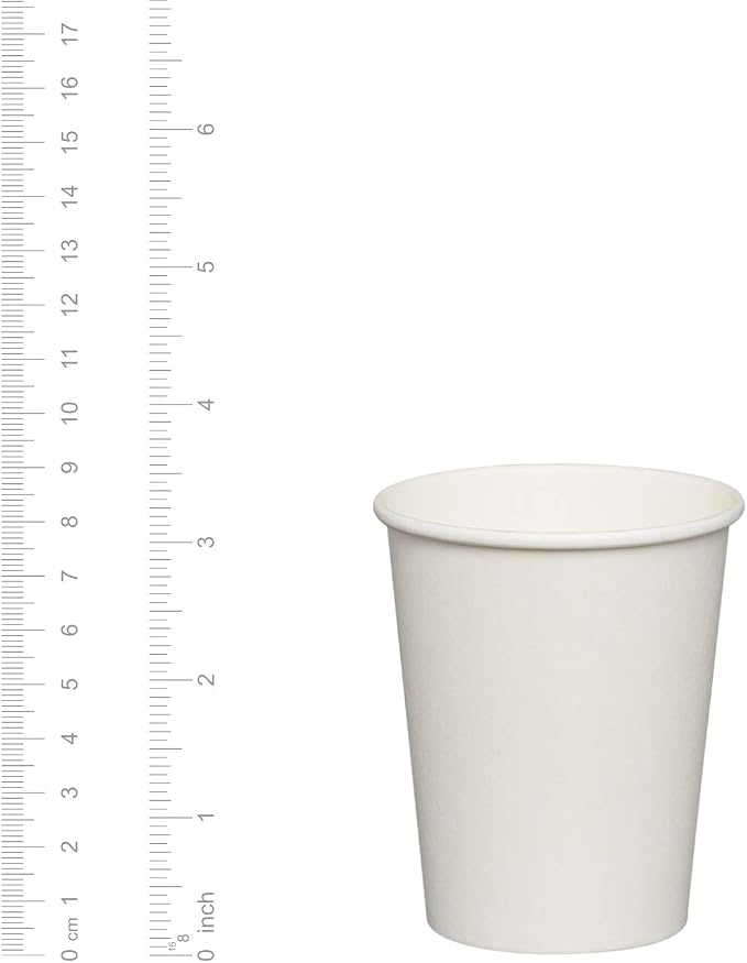 GUSTO 8 oz Disposable White Paper Cups Hot Coffee Cups | Eco-Friendly Material - Image 2