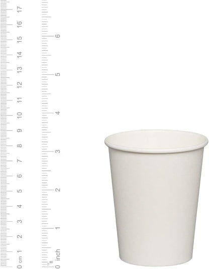 GUSTO 8 oz Disposable White Paper Cups Hot Coffee Cups | Eco-Friendly Material - Image 2