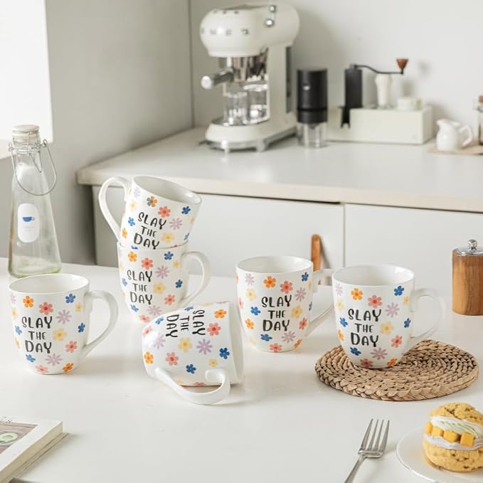 16OZ Ceramic Slay the Day Coffee Mugs Set, Large Colorful Coffee Cups - Image 3